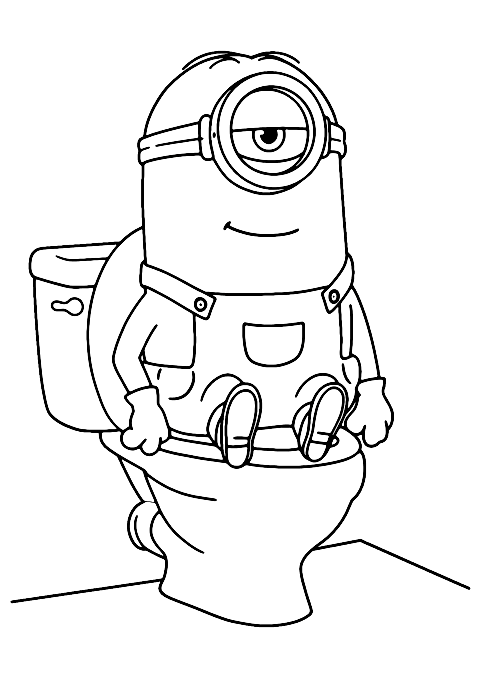 Minion pe toaletă Coloring Page