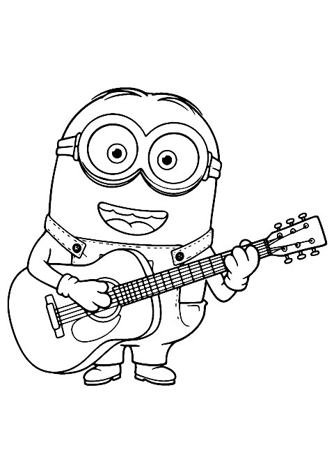 Minion die gitaar speelt Coloring Page