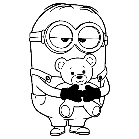 Minion y osito de peluche Coloring Page