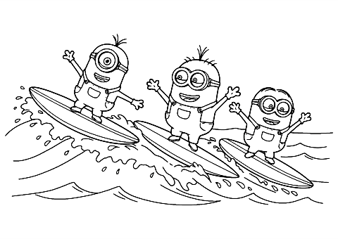 Surfende Minions Coloring Page