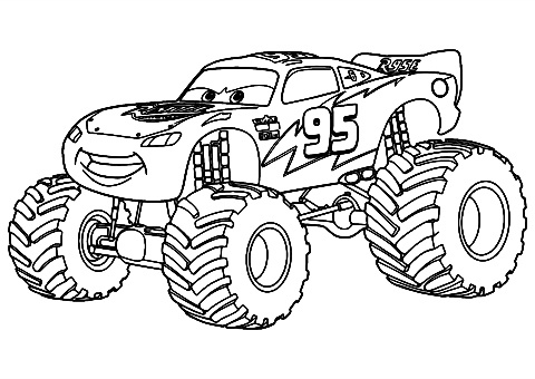 rayo mcqueen monster truck Coloring Page