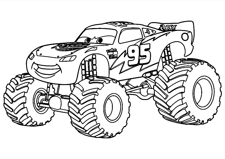 Bliksem Mcqueen Monstertruck Kleurplaat