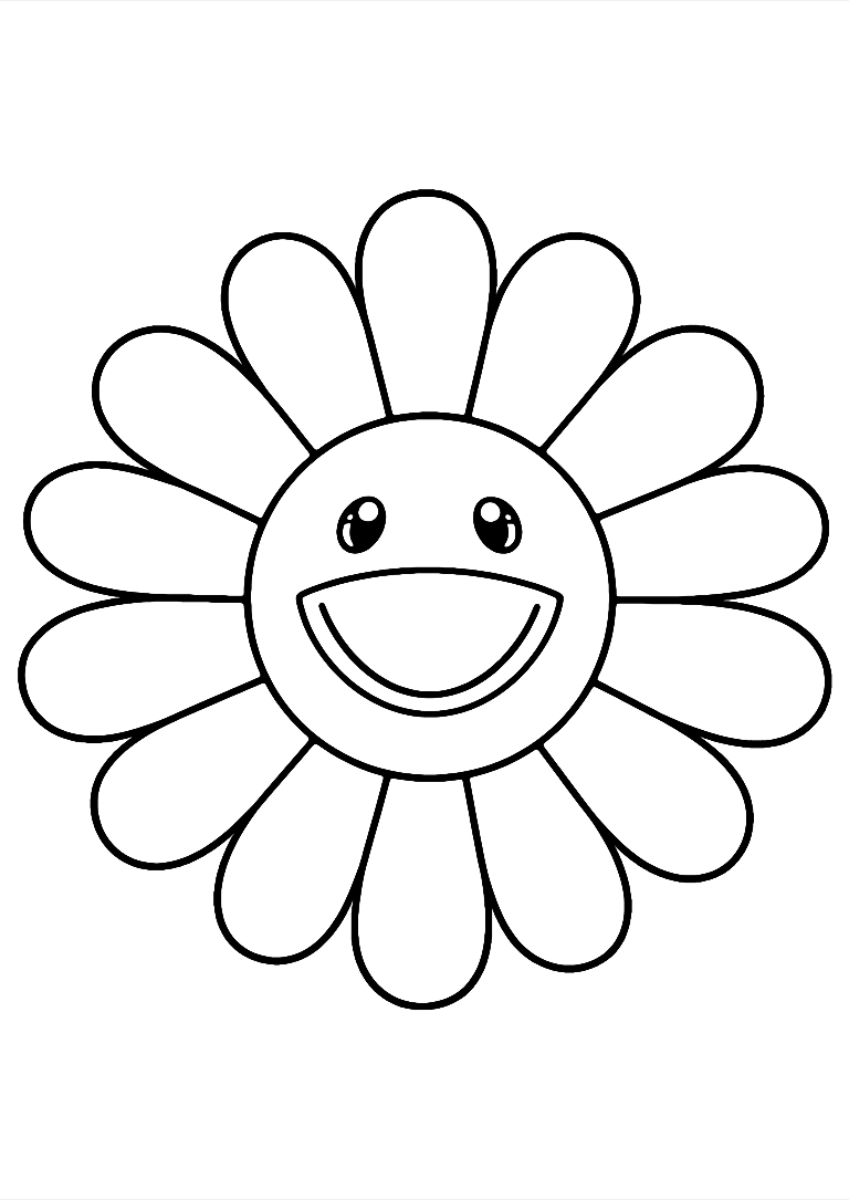 Murakami Flower Coloring Page