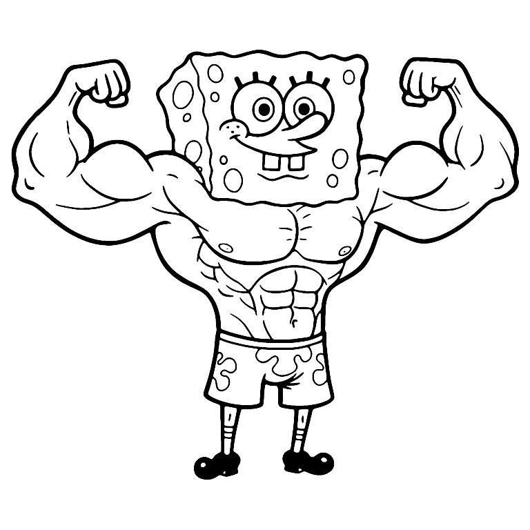 Dibujo De Bob Esponja Musculoso Para Colorear