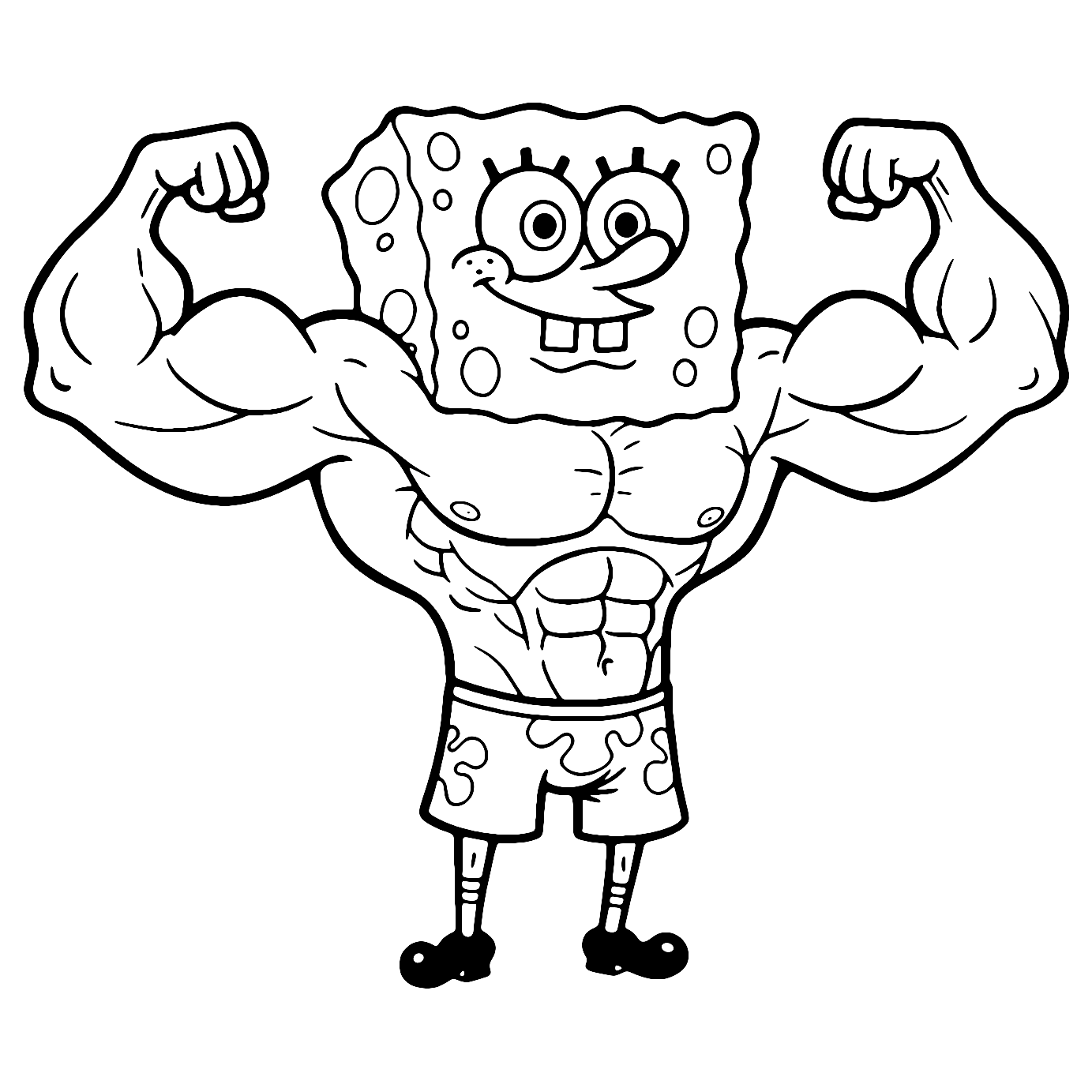 Muscular SpongeBob Coloring Page