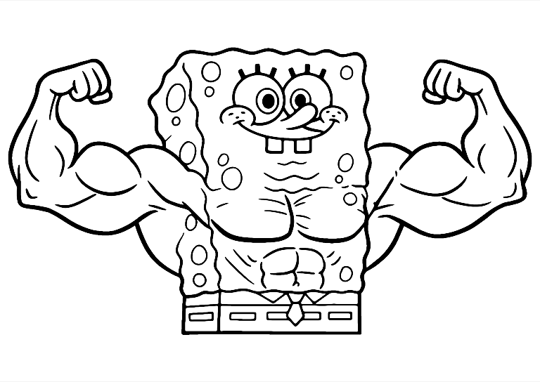 Dibujo De Bob Esponja Musculoso Para Colorear