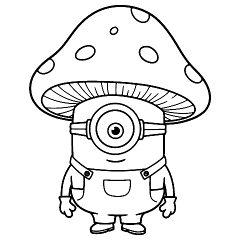 Minion e Cogumelo Coloring Page