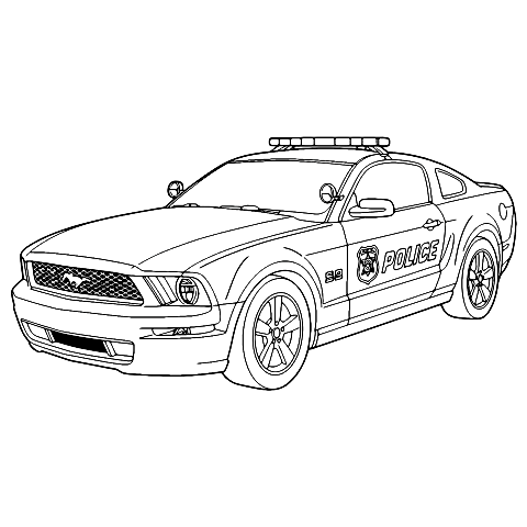 mustang politibil Coloring Page