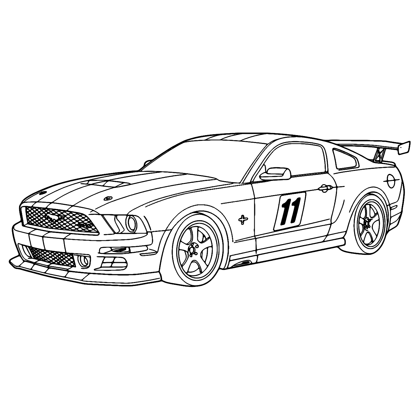 Mustang Raceauto Kleurplaat