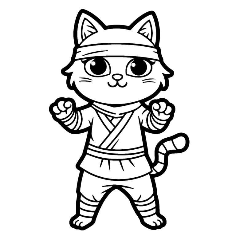 Desenho De Gato Ninja Para Colorir