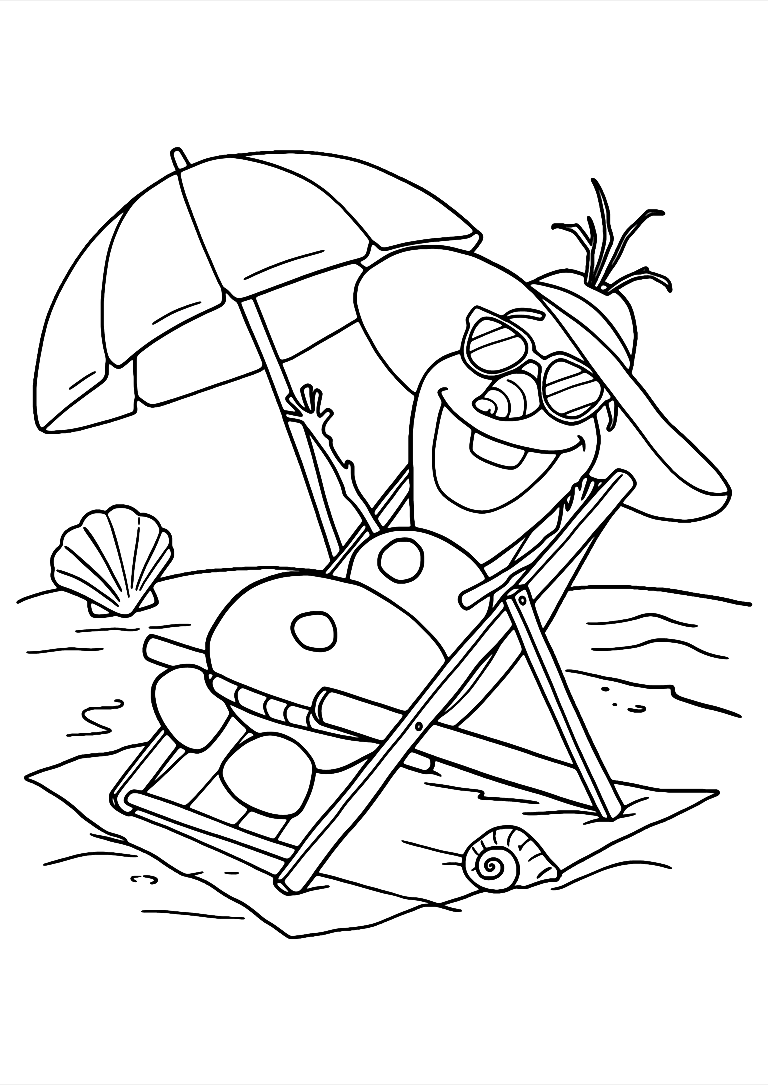 Olaf At The Beach Coloring Page