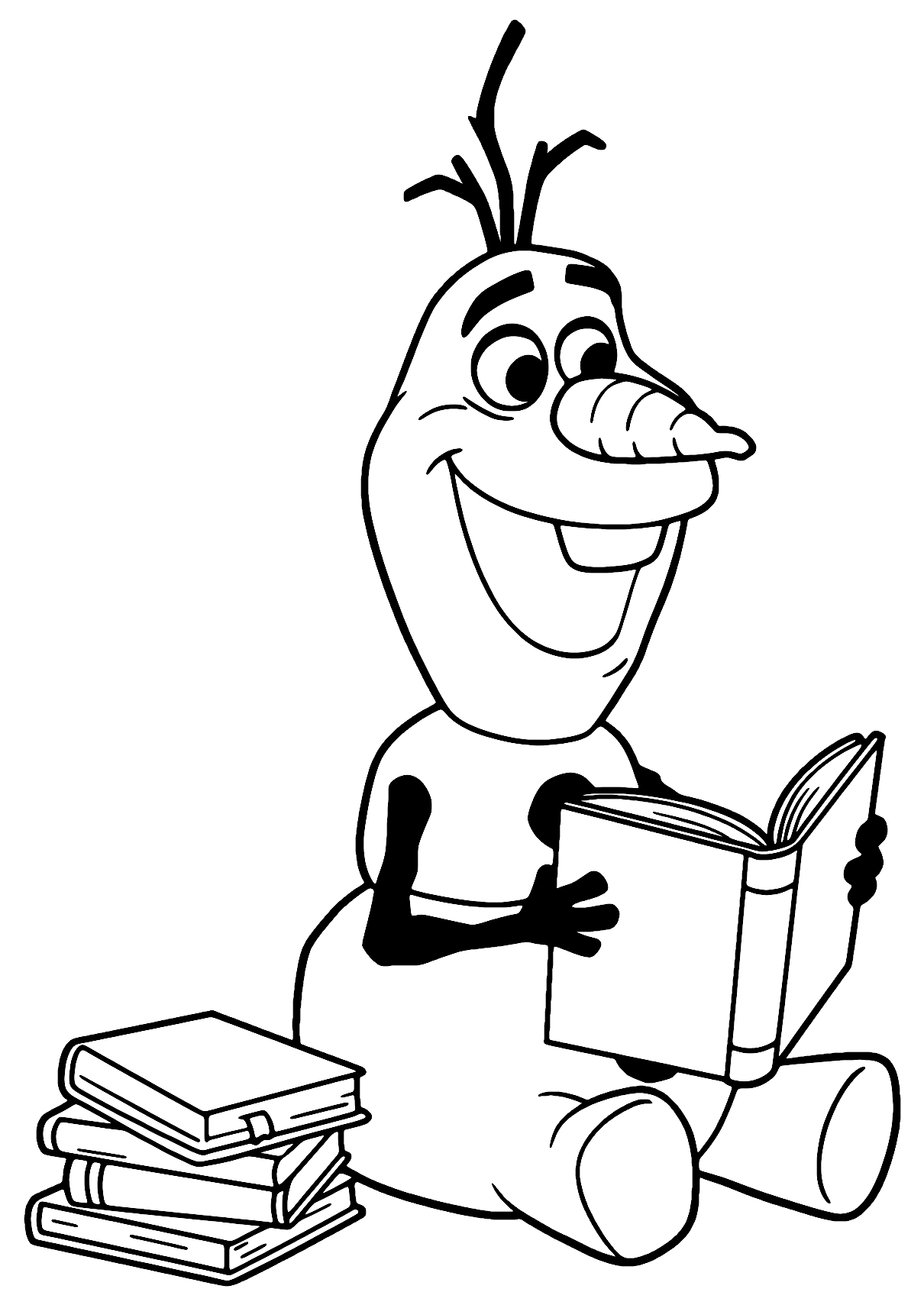 Olaf Reading Books Coloring Page