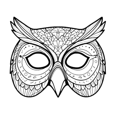 máscara de búho Coloring Page