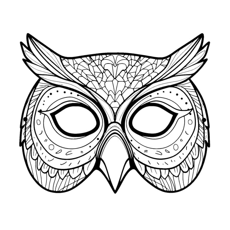 Owl Mask Coloring Page