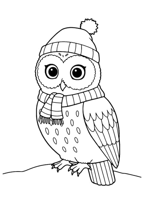 owl winter Coloring Page