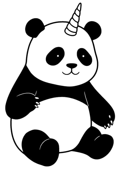 panda unikornis Coloring Page