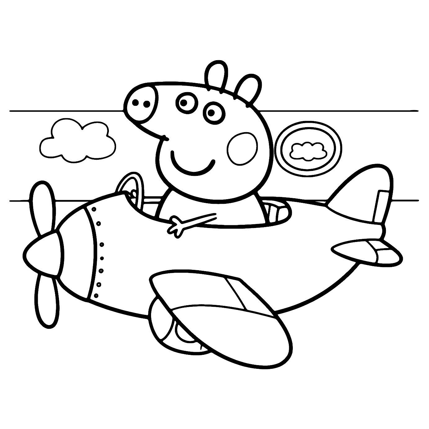 Peppa Pig Airplane Coloring Page