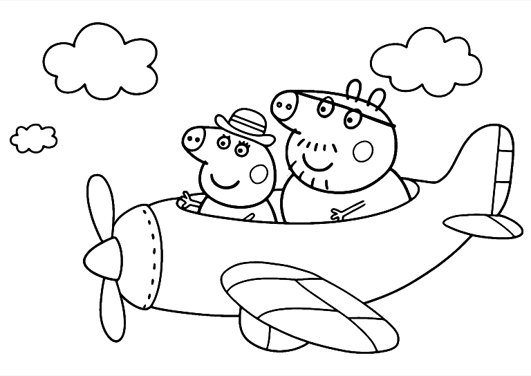 Desenho De Peppa Pig Aviao Para Colorir