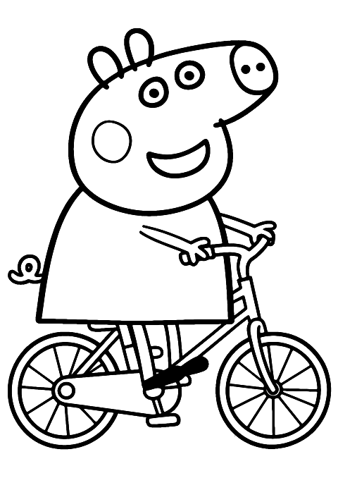 ペッパピッグ 自転車 Coloring Page