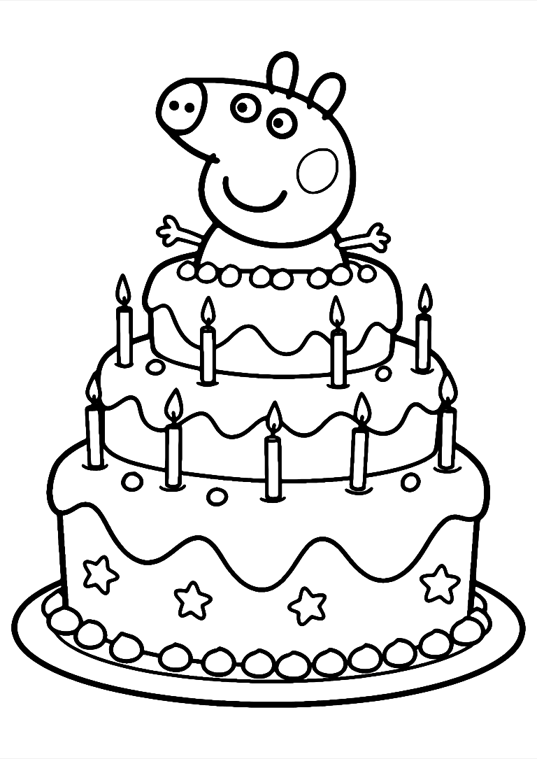 Peppa Pig Cake Coloring Page