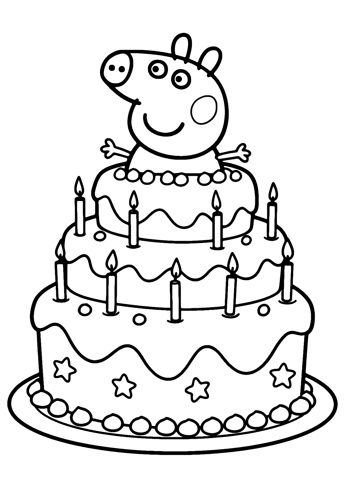 Coloriage Gateau Peppa Pig