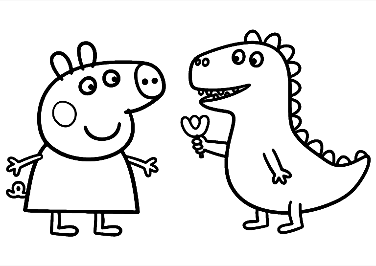 Peppa Pig Dinosaurus Värityskuva