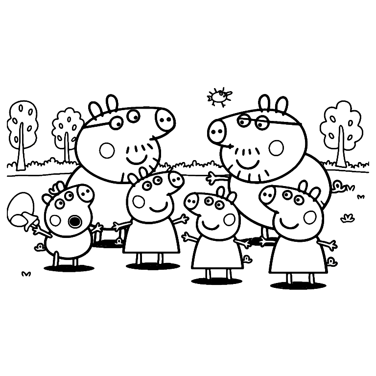 Peppa Pig And Friends Coloring Page