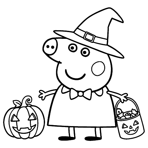 peppa pig cadılar bayramı Coloring Page