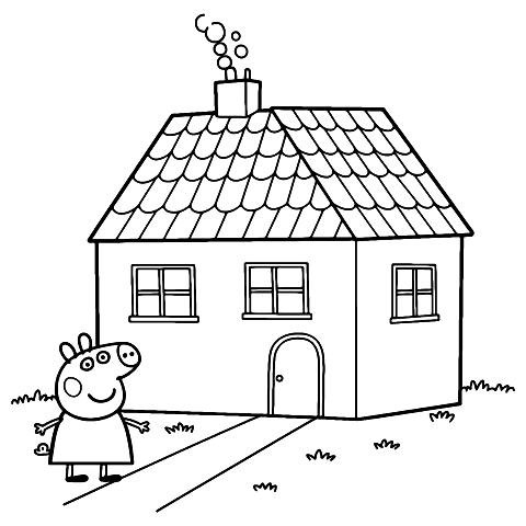 peppa pig huis Coloring Page