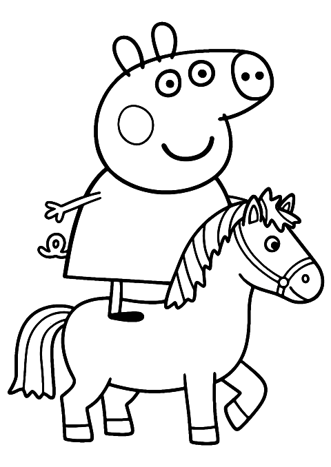 peppa pig on a pony