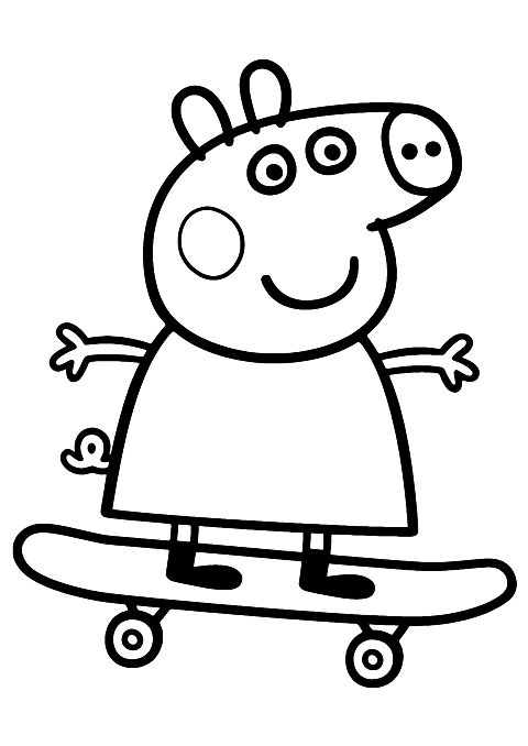 peppa pig on a skateboard Coloring Page