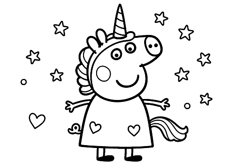 glad enhjørning peppa gris Coloring Page