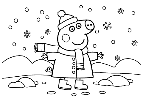 peppa pig invierno Coloring Page