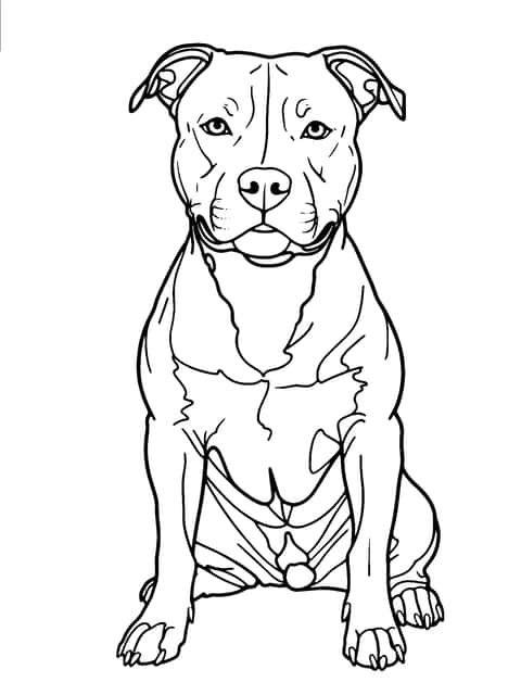 pitbull hund Coloring Page