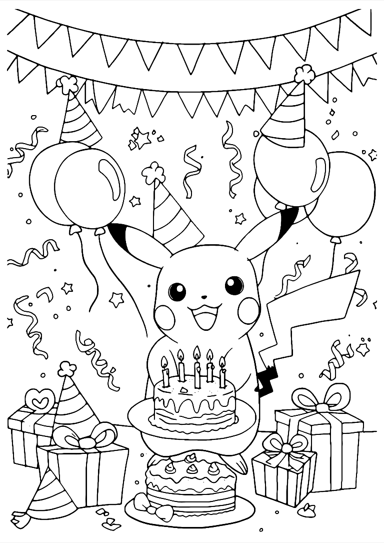 Disegno Da Colorare Di Compleanno Pokemon