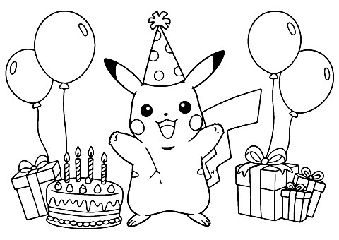 pokemon birthday Coloring Page