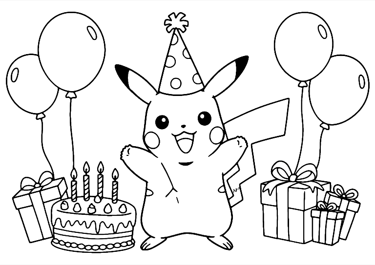 Disegno Da Colorare Di Compleanno Pokemon