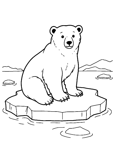 Polar Bear on Ice Coloring Page