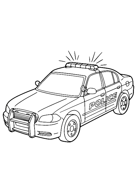 auto polizia luci Coloring Page