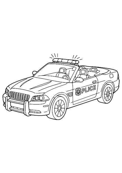 Police Convertible car Coloring Page