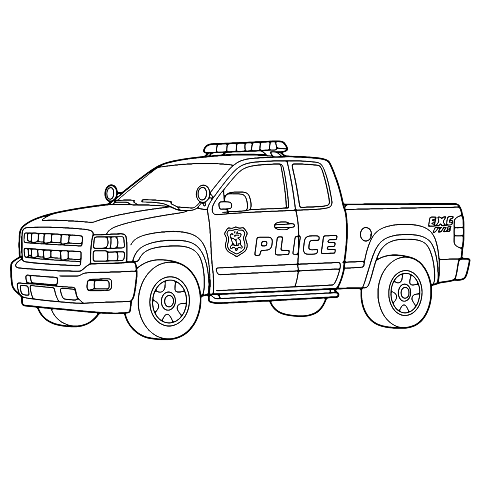 Polizei-Pickup Coloring Page