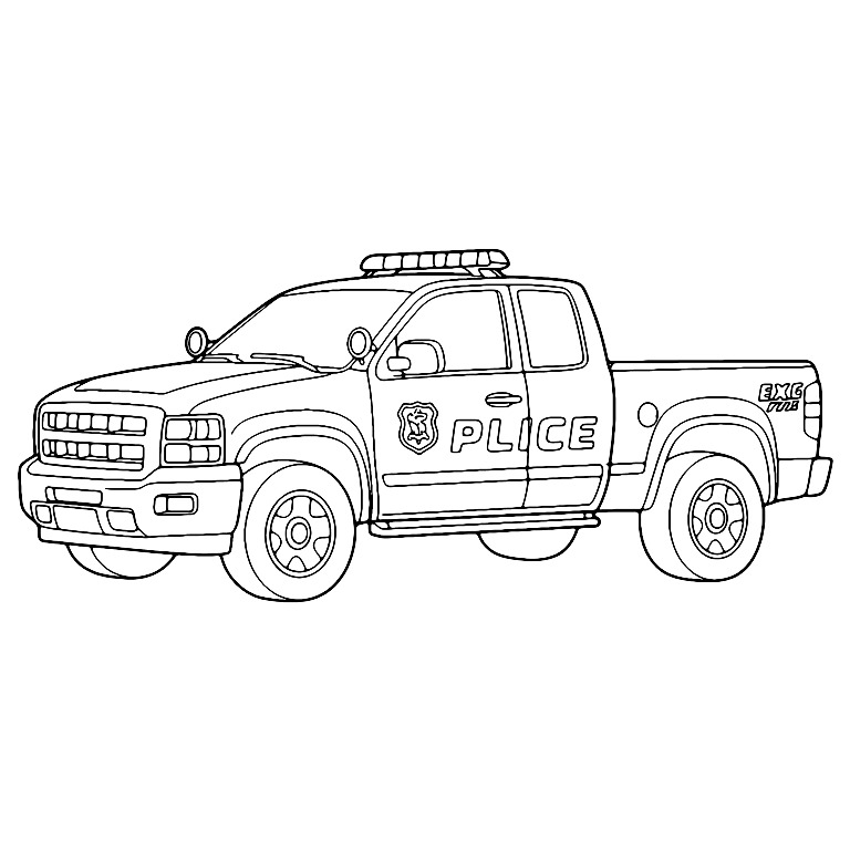 Police Pickup Truck Coloring Page