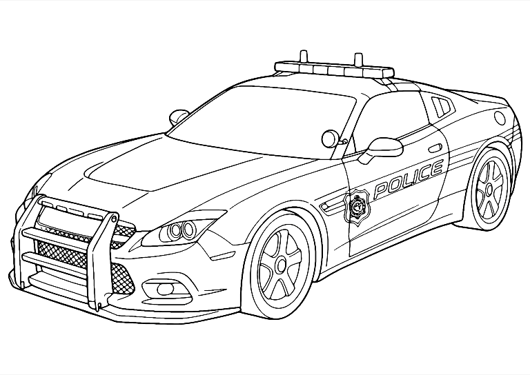 Dibujo De Coche De Policía De Carreras Para Colorear