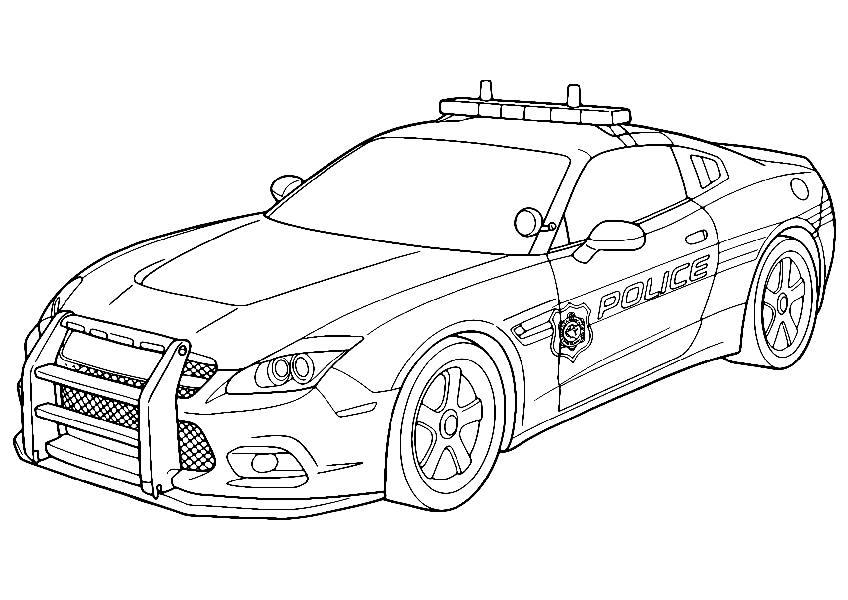 Police Race Car Coloring Page