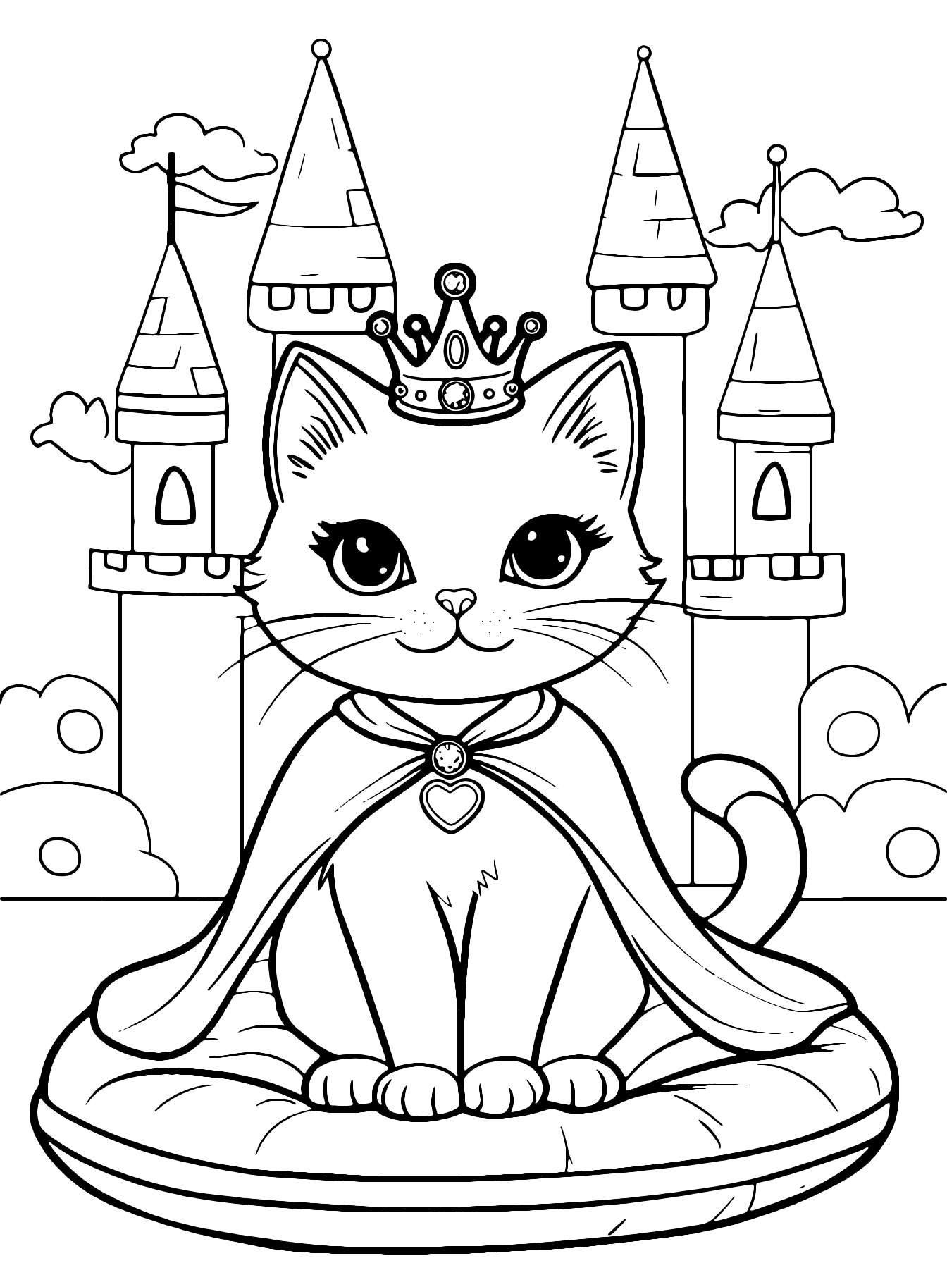 Princess Cat Coloring Page