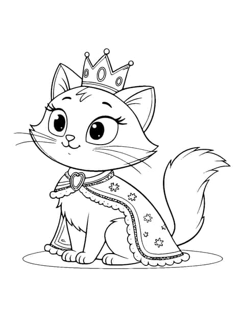 공주 고양이 Coloring Page