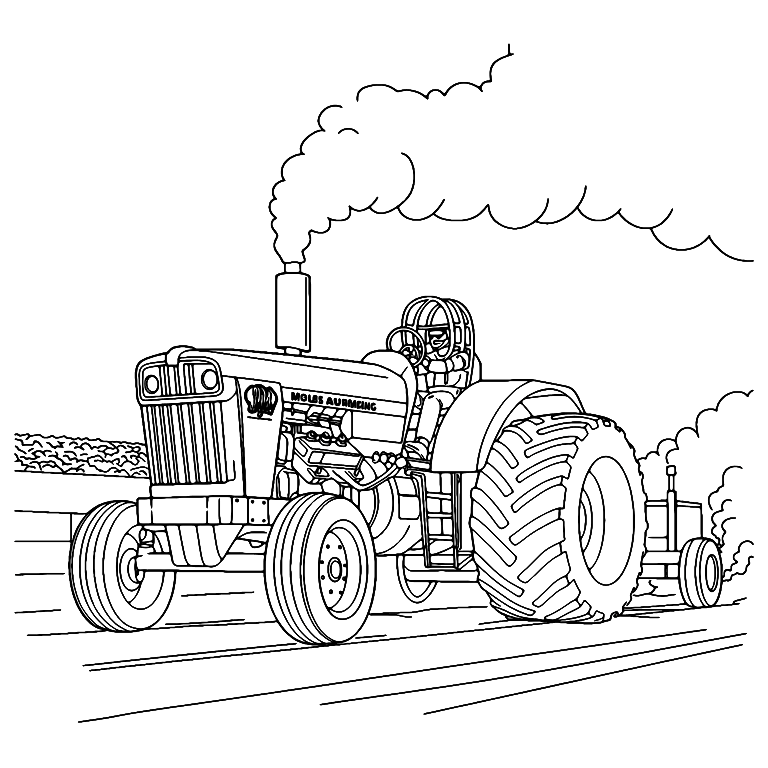 Pulling Tractor Coloring Page