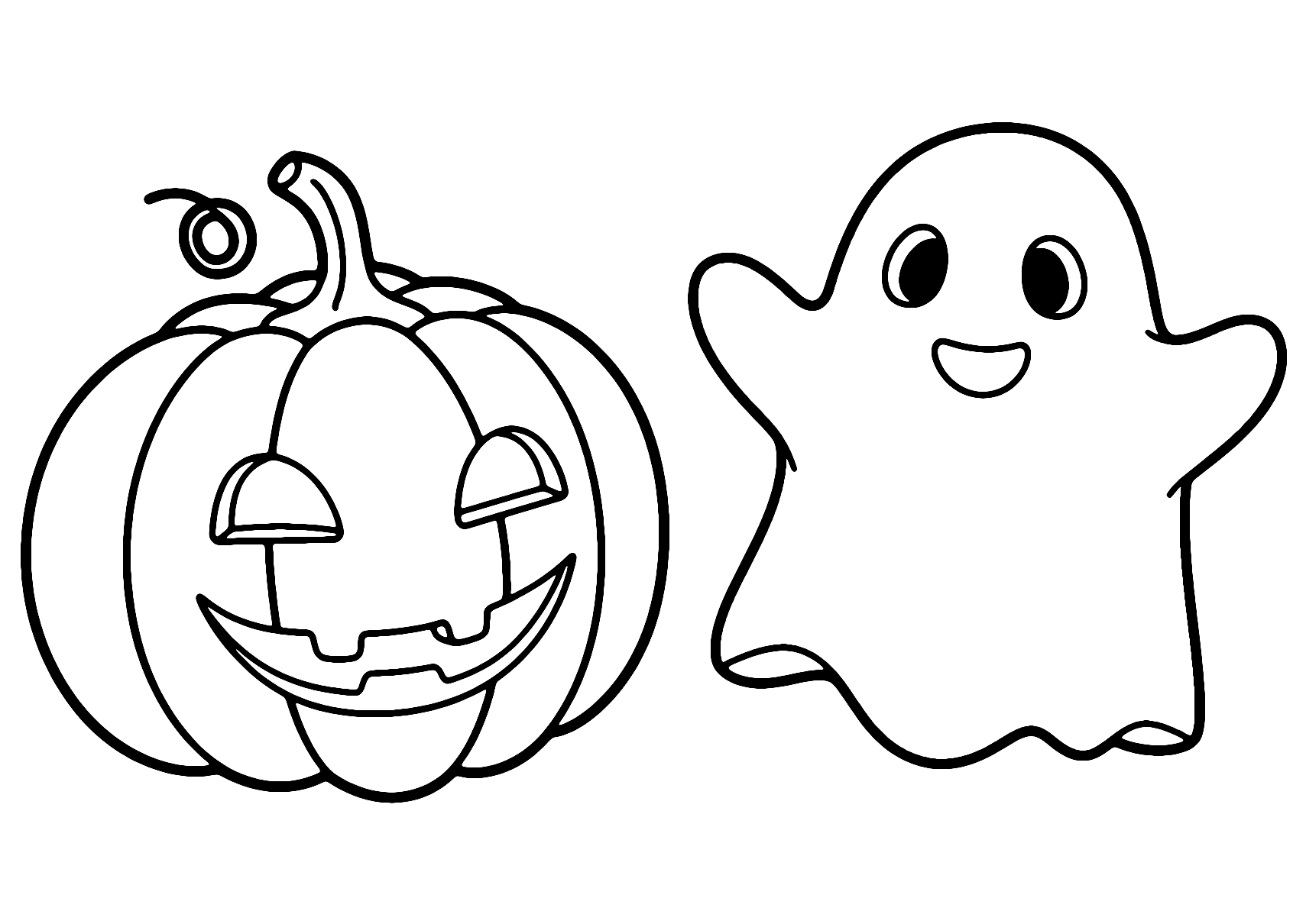 Pumpkin And Ghost Coloring Page