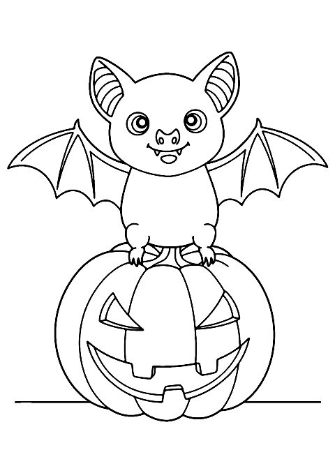 pumpkin bat Coloring Page