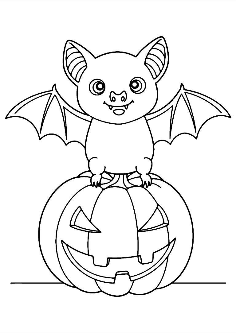 Pumpkin Bat Coloring Page